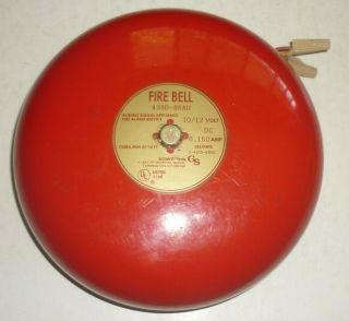 Vintage Edwards Fire Bell 8  Red 439d - 8rau 10 - 12 Volt General Signal,  0.  150 Amp
