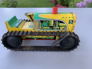 Vtg Marx Toys Tin Steel Wind Up Tractor 5 Truck Exc Cond Complete