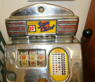 RARE 1940 ' s Jennings Indian Sun Chief 10 Cent Slot Machine WELL 2