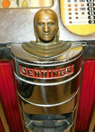 RARE 1940 ' s Jennings Indian Sun Chief 10 Cent Slot Machine WELL 3