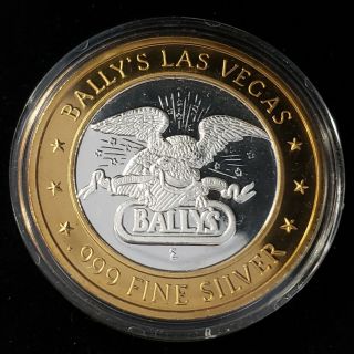 1996 CC Bally ' s Casino.  999 Silver Strike $10 Stars And Stripes Token BAC9628 3