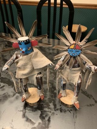 Sunface And Morning Singer Kachinas Signed By Navajo Artist