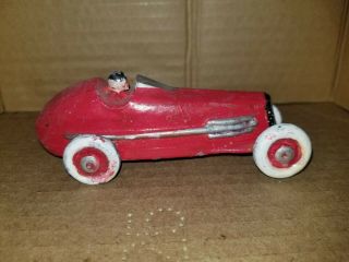 Vintage Cast Iron 5 " Long Red Race Car Toy