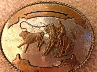 Vintage Comstock German Silver Calf Roping Rodeo Belt Buckle