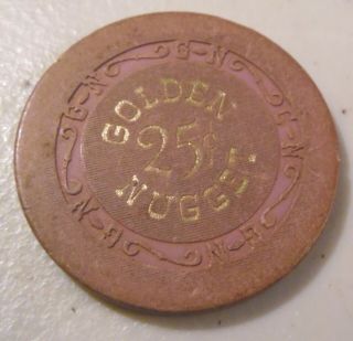 Rare Casino Chip.  25 Cent Golden Nugget Casino Las Vegas