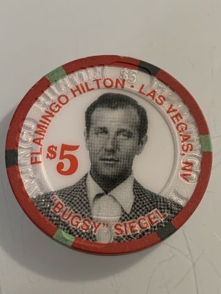 Flamingo Hilton Bugsy Siegel $5 Casino Chip Las Vegas Nevada 3.  99
