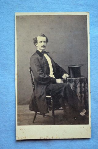 Cdv Portrait Of A Young Gentleman From Newark,  Nj With Stove Pipe Hat