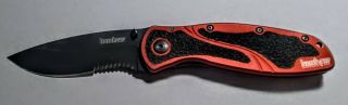 Kershaw Red Blur Knife With Black Partially Separated Blade With Speedsafe