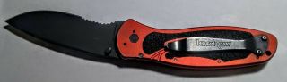 Kershaw Red Blur Knife with Black Partially Separated Blade with Speedsafe 2