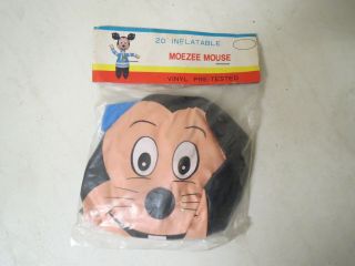Vintage 1970s Inflatable Toy Moezee Mouse 20 " Peace In Package