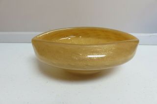 Vintage Murano Art Glass Gold Controlled Bubble Fleck Shell Bowl