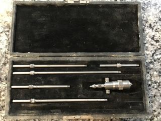 Vintage Starrett Inside Micrometer With Black Case Rods 224 ? Estate