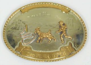 Vintage Comstock German Silver Goat Roping Rodeo Belt Buckle - 3rd Place 1977