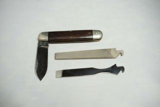 Pocket Knife Multi - tool Kit Leather Case Vintage Complete Set 3