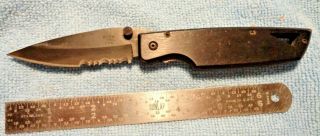 Buck 175u Folding Knife Black Handle Combi Blade Good Usa Made