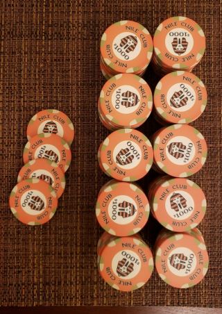 Nile Club Ceramic Poker Chips $1000 Denomination Set Of 100