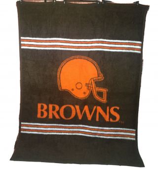 Vintage Cleveland Browns Biederlack Stadium Throw Lap Blanket Fleece Usa 76x54