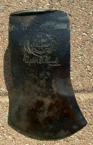 Vintage Fayette R.  Plumb " Autograph " Anchor Brand Embossed Axe Head Auto Graf