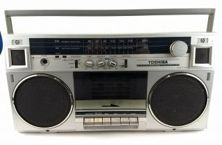 Vintage 80s Toshiba Ghetto Blaster Portable Boombox Radio Cassette Deck Rt - 6035