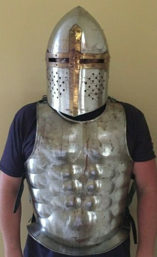 Medieval Templar Crusader Knight Armor And Helmet - Great For Halloween