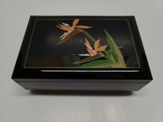 Vintage Japanese Black Lacquer Musical Jewelry Box