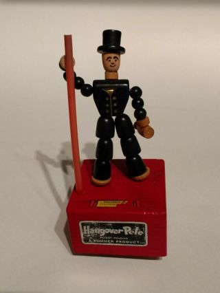 Vintage Hangover Pete - Wooden Push Puppet Push Up Toy Kohner