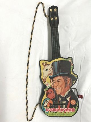 Vintage 1967 Mattel Doctor Dolittle Musical Wind Up Guitar 1960 