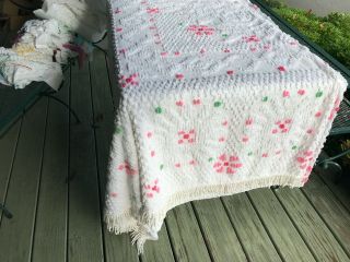 Vintage Pink Floral Chenille Bedspread 100 Summer Weight 100 X104 Fresh Nu