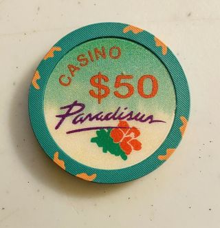 Paradiscus Resort Casino,  $50 Chip,  Santo Domingo,  Dominican Republic,  Caribbean