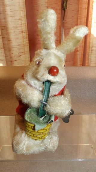 Vintage Japan Wind - Up Toy Rabbit Eating F