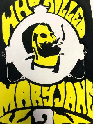 Zig Zag Man 1960 ' s Poster Who Rolled Mary Jane Vintage Marijuana Blacklight Felt 2