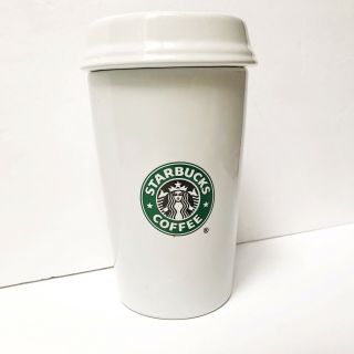 Vintage 2000 Starbucks Ceramic White Coffee / Tea Canister With Classic Logo