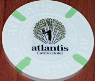$1 1st Edition Gaming Chip From The Atlantis Casino In Atlantic City