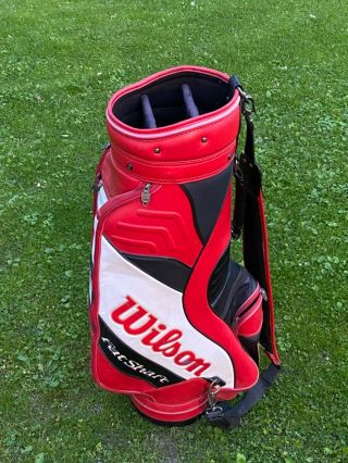 Wilson Fat Shaft Red White And Black Golf Bag Leather Vintage