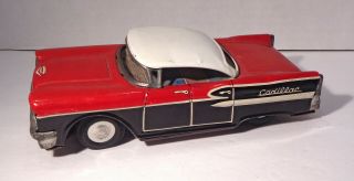 Vintage 1950s Cadillac Tin Friction Car With Litho Interior Made In Japan