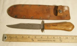 Antique Manson Sheffield England Bowie Knife With Leather Sheath