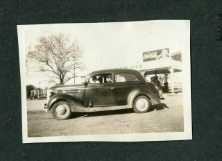 Photo 1936 Ford Tudor Car W/ Custom Hubcaps Los Angeles Coca Cola Sign 416101