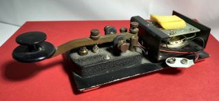 Vintage E.  F.  Johnson Telegraph Key (brass) 9 Volt Battery Speaker.