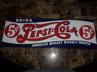 Vintage Pepsi Cola Porcelain Sign Gas Oil Metal Service Station Pump Plate Soda