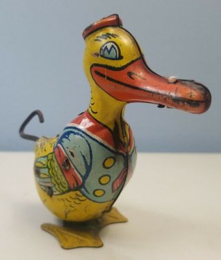 Old Tin Duck Wind Up Toy By J.  Chein & Co. ,  Made In Usa, .