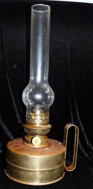 Vintage Brondberg & Tandrup A/s Denmark Brass Oil Lamp W/handle