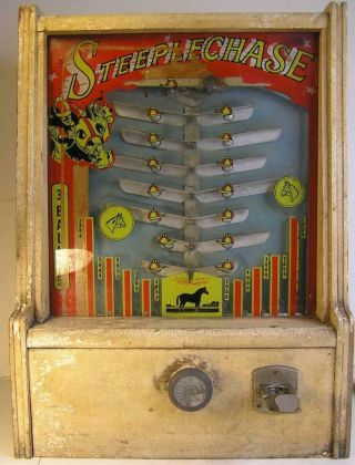 Vintage Irving Kaye Steeplechase Counter Top Trade Stimulator Coin Op - -