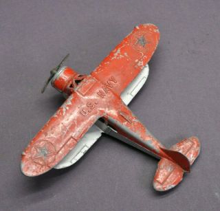 Vintage 1930s Tootsie Toy Us Navy Airplane Biplane 718 Made In Usa