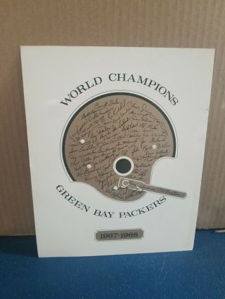 (vtg) 1967 - 68 Green Bay Packers Helmet & Names Cardboard Sign World Champs