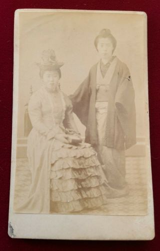 Cdv - Japan - Group Of 2 Women In Komono & Western Dress - C1870 - 1880 