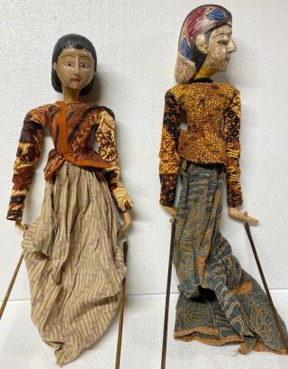 Wooden Stick Rod Puppet Doll Carved Handcrafted Vintage