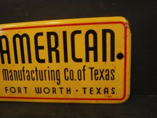 Vintage Porcelain AMCOT American Manufacturing Co Of Texas Sign 13 