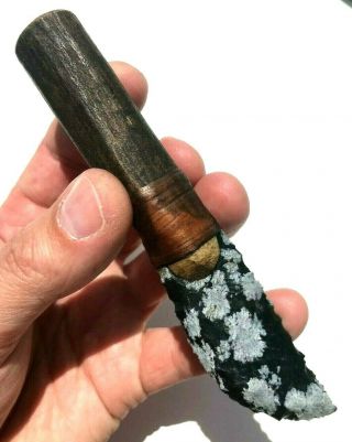 Native American Snow Flake Obsidian Knife Rare Stone For Flint Knapping 5 1/2