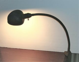 Vtg Industrial Machinist Table Desk Lamp Light Gooseneck Shell Clamp