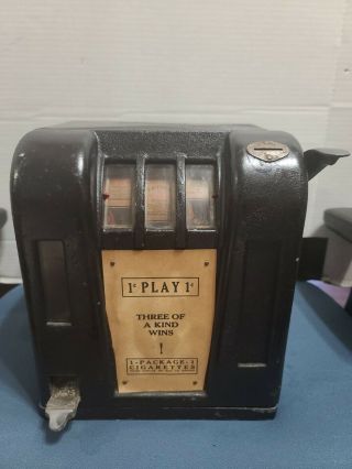 1930’s 1 Cent Cigarette Trade Stimulator Zephyr Groetchen Gumball Machine Penny